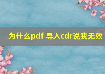 为什么pdf 导入cdr说我无效